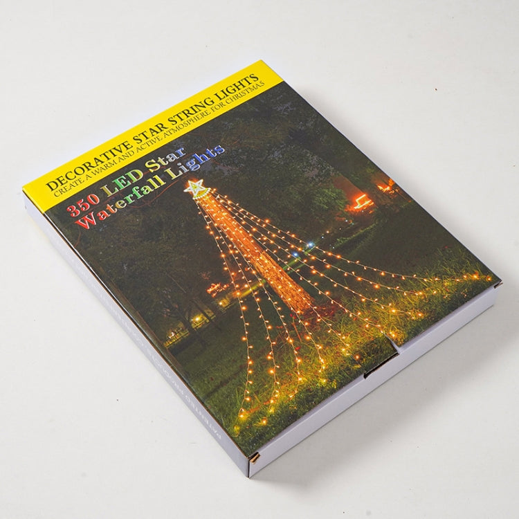 10LM 350 LED Star Waterfall Light Christmas Tree String Lights Outdoor Meteor Light, Plug Spec:, US Plug, EU Plug