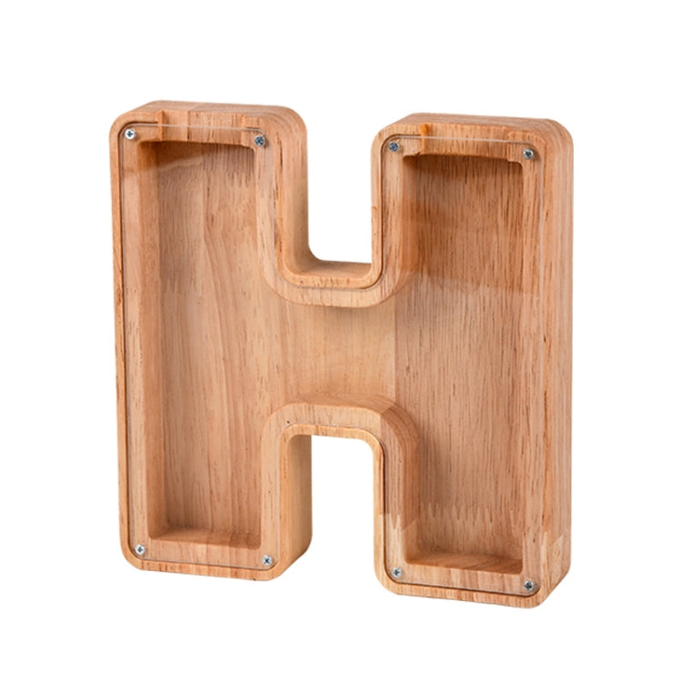 Wooden English Alphabet Piggy Bank Transparent Acrylic Piggy Bank H