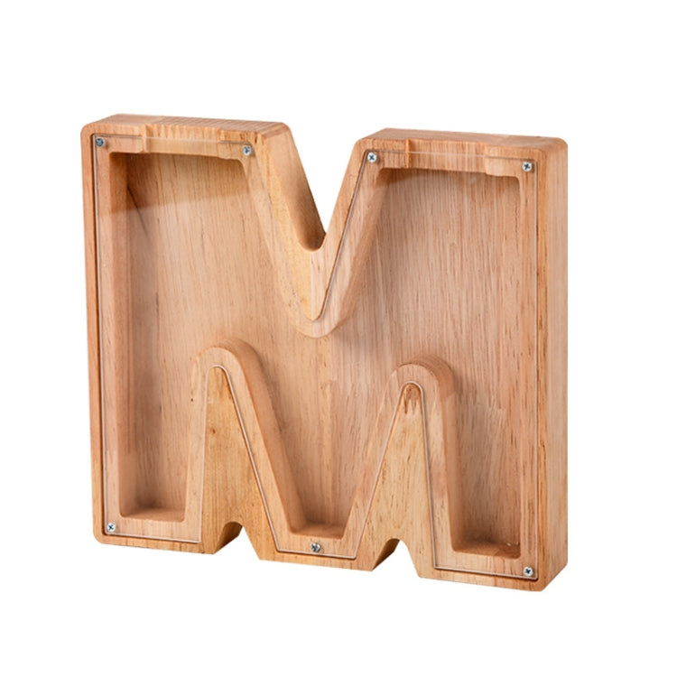 Wooden English Alphabet Piggy Bank Transparent Acrylic Piggy Bank M