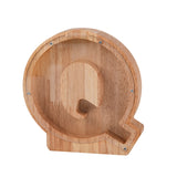 Wooden English Alphabet Piggy Bank Transparent Acrylic Piggy Bank Q