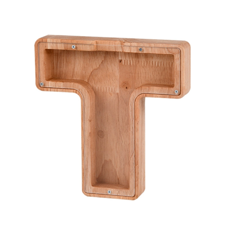 Wooden English Alphabet Piggy Bank Transparent Acrylic Piggy Bank T