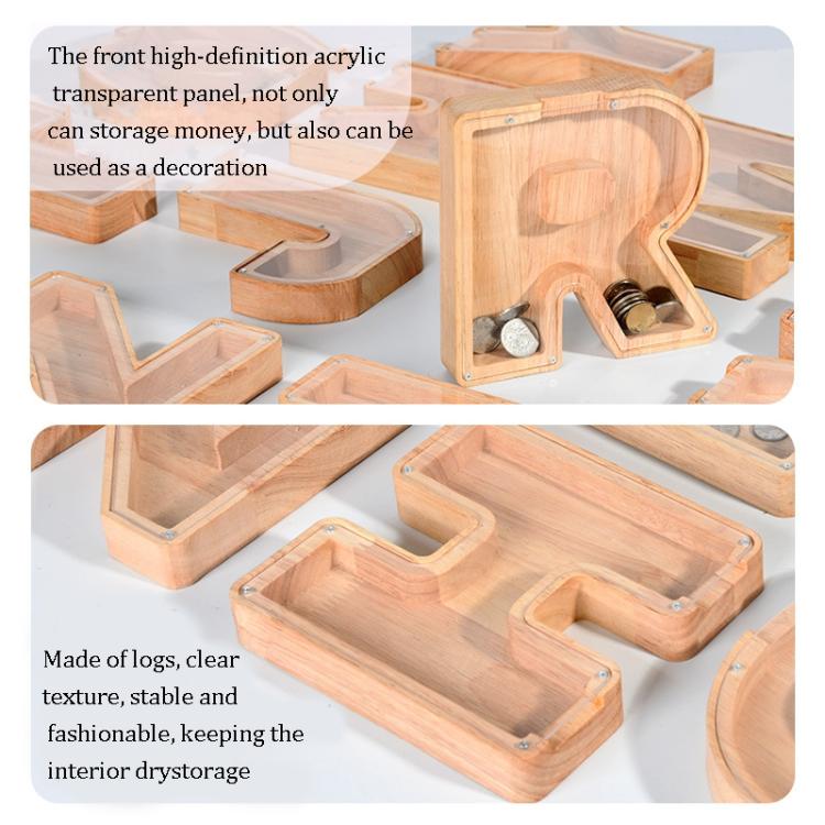 Wooden English Alphabet Piggy Bank Transparent Acrylic Piggy Bank