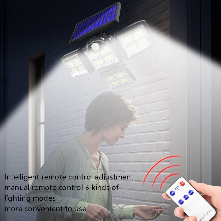 TG-TY085 Solar 4-Head Rotatable Wall Light with Remote Control Body Sensing Outdoor Waterproof Garden Lamp, Style:, 192 LED Integrated, 198 LED Integrated, 192 COB Integrated, 198 COB Integrated, 192 LED Separated, 198 LED Separated, 192 COB Separated ...