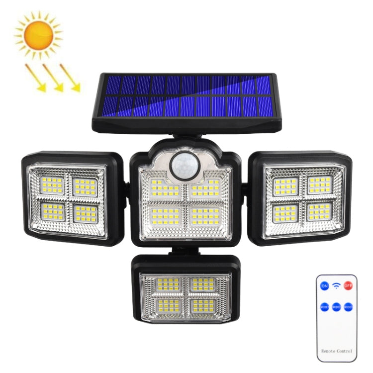 TG-TY085 Solar 4-Head Rotatable Wall Light with Remote Control Body Sensing Outdoor Waterproof Garden Lamp, Style:, 192 LED Integrated, 198 LED Integrated, 192 COB Integrated, 198 COB Integrated, 192 LED Separated, 198 LED Separated, 192 COB Separated ... 198 LED Integrated