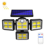 TG-TY085 Solar 4-Head Rotatable Wall Light with Remote Control Body Sensing Outdoor Waterproof Garden Lamp, Style:, 192 LED Integrated, 198 LED Integrated, 192 COB Integrated, 198 COB Integrated, 192 LED Separated, 198 LED Separated, 192 COB Separated ... 198 COB Integrated