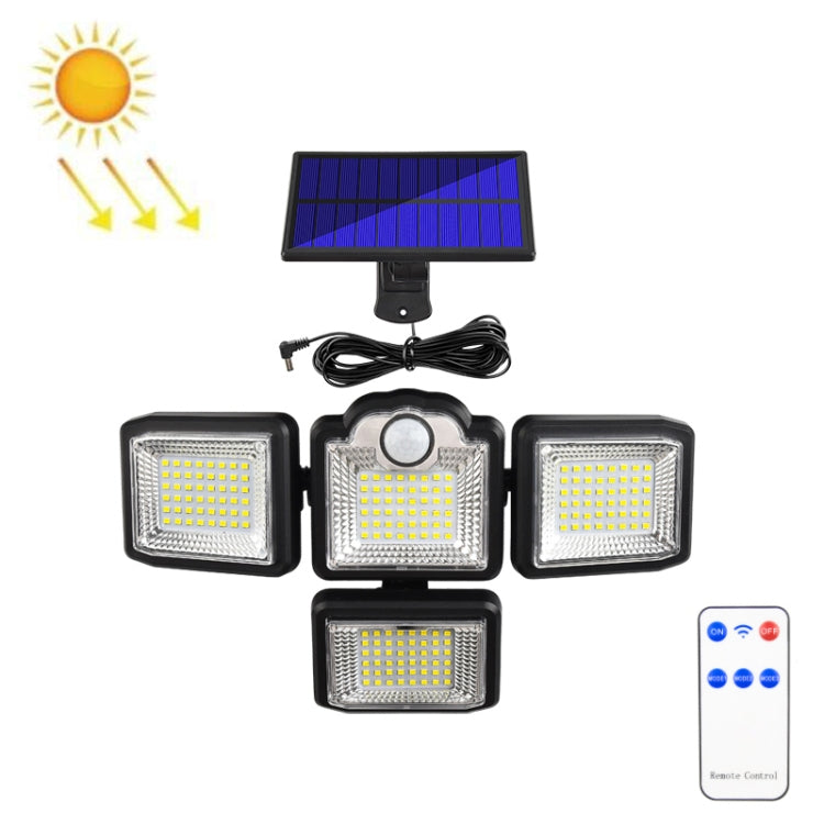 TG-TY085 Solar 4-Head Rotatable Wall Light with Remote Control Body Sensing Outdoor Waterproof Garden Lamp, Style:, 192 LED Integrated, 198 LED Integrated, 192 COB Integrated, 198 COB Integrated, 192 LED Separated, 198 LED Separated, 192 COB Separated ... 192 LED Separated