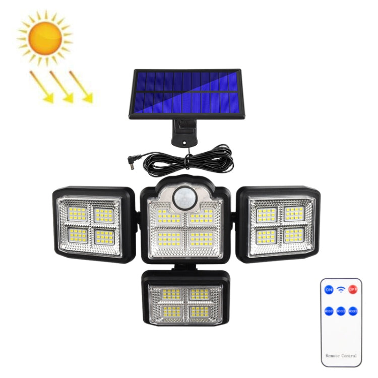 TG-TY085 Solar 4-Head Rotatable Wall Light with Remote Control Body Sensing Outdoor Waterproof Garden Lamp, Style:, 192 LED Integrated, 198 LED Integrated, 192 COB Integrated, 198 COB Integrated, 192 LED Separated, 198 LED Separated, 192 COB Separated ... 198 LED Separated