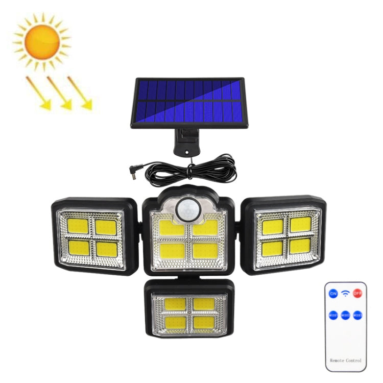 TG-TY085 Solar 4-Head Rotatable Wall Light with Remote Control Body Sensing Outdoor Waterproof Garden Lamp, Style:, 192 LED Integrated, 198 LED Integrated, 192 COB Integrated, 198 COB Integrated, 192 LED Separated, 198 LED Separated, 192 COB Separated ... 198 COB Separated