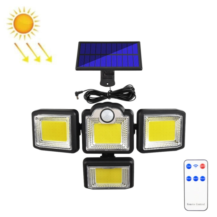 TG-TY085 Solar 4-Head Rotatable Wall Light with Remote Control Body Sensing Outdoor Waterproof Garden Lamp, Style:, 192 LED Integrated, 198 LED Integrated, 192 COB Integrated, 198 COB Integrated, 192 LED Separated, 198 LED Separated, 192 COB Separated ... 192 COB Separated