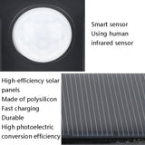 Solar 3-Sides Floodlit Motion Sensing Wall Light Outdoor Garden Corridor Street Light, 118 LED