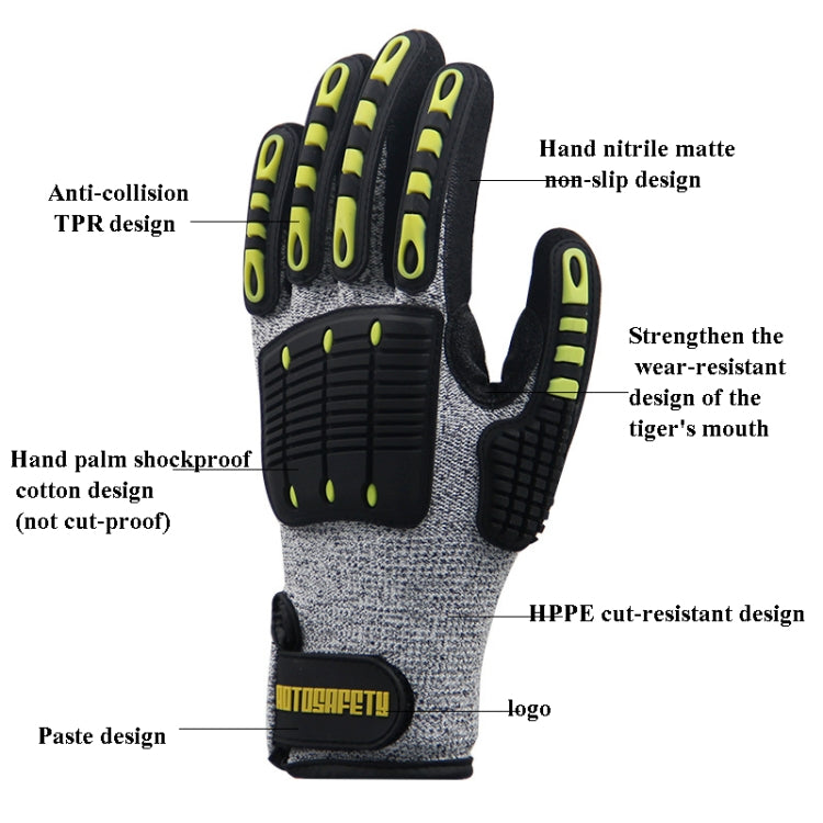 ROTOSAFETY RZT-HFZ20 Shock-Proof Anti-Smashing Anti-Cutting Anti-Collision Gloves TPR Mechanical Maintenance Fire Rescue Miners Mining Anti-Stab Gloves, M, XL