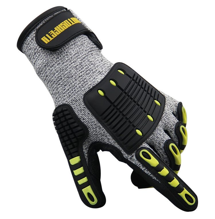 ROTOSAFETY RZT-HFZ20 Shock-Proof Anti-Smashing Anti-Cutting Anti-Collision Gloves TPR Mechanical Maintenance Fire Rescue Miners Mining Anti-Stab Gloves, M, XL