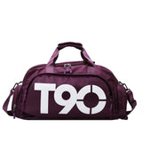 Sports Fitness Bag Large Capacity Luggage Bag Dry Wet Separation With Shoes Position Hand-Held Backpack Travel Bag, Pink White, Pink Yellow, Black and White, Black Yellow, Blue and White, Blue Yellow, Deep Blue White, Dark Blue Yellow, Red White       ...