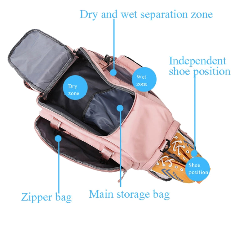 Sports Fitness Bag Large Capacity Luggage Bag Dry Wet Separation With Shoes Position Hand-Held Backpack Travel Bag, Pink White, Pink Yellow, Black and White, Black Yellow, Blue and White, Blue Yellow, Deep Blue White, Dark Blue Yellow, Red White       ...