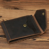 1071 Men Crazy Horse Leather Driver License Storage Wallet, Dark Brown, Yellow Brown
