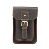 2034 Men Retro Leather Phone Waist Bag, Dark Brown, Yellow Brown