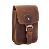 2034 Men Retro Leather Phone Waist Bag, Dark Brown, Yellow Brown Yellow Brown