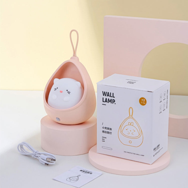 TL15 Cartoon Body Sensing Bedside Cabinet USB Charging Night Light, Pink Cat, Blue Cat, White Cat, Pink Rabbit, Blue Rabbit, White Rabbit