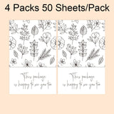 4 Packs 50 Sheets/Pack Green Leaf Rectangular Stickers Gift Box Sealing Stickers, A1, A2, A3