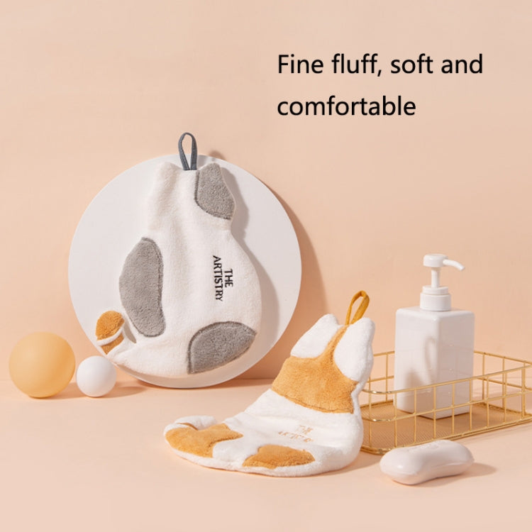 Home Kitchen Bathroom Cute Cat Hand Towel, Yellow, Grey