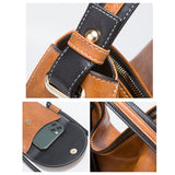 21506 4 in 1 Simple Color-Block Diagonal Handbags Fashion Large Capacity Soft Leather Bags, Navy Blue, Black, Dark Grey, Pink, Brown