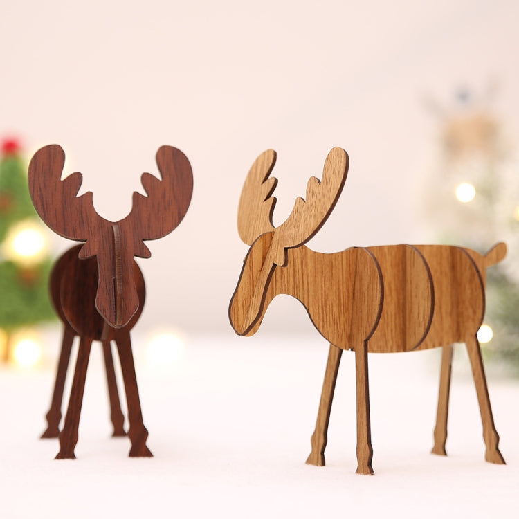 2 PCS Christmas Decorations Wooden DIY Elk Decorations Children Creative Gifts Desktop Decoration, L, S