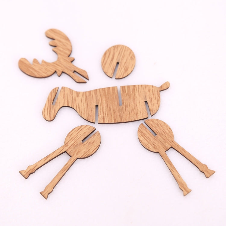2 PCS Christmas Decorations Wooden DIY Elk Decorations Children Creative Gifts Desktop Decoration, L, S