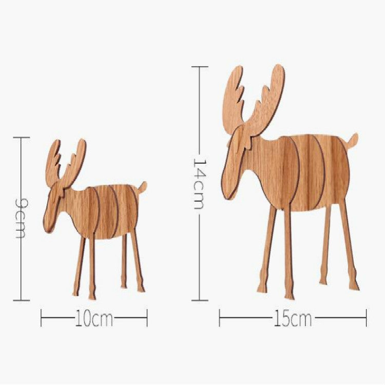 2 PCS Christmas Decorations Wooden DIY Elk Decorations Children Creative Gifts Desktop Decoration, L, S