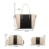 20822 4 in 1 Fashion Diagonal Handbags PU Large-Capacity Bag, Black Gold, Pink White, Blue Black, Black White