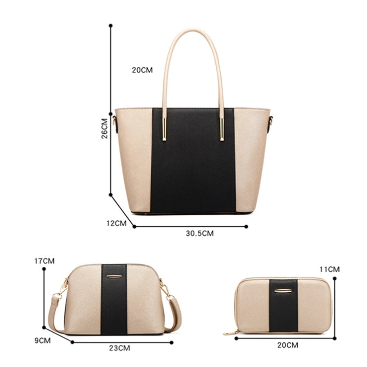 20822 4 in 1 Fashion Diagonal Handbags PU Large-Capacity Bag, Black Gold, Pink White, Blue Black, Black White