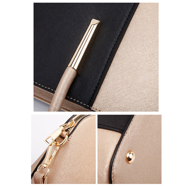 20822 4 in 1 Fashion Diagonal Handbags PU Large-Capacity Bag, Black Gold, Pink White, Blue Black, Black White