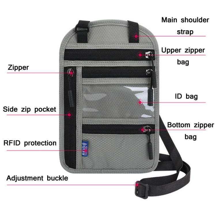 RFID Multi-Function Halter Passport Bag Certificate Protection Cover, Black, Light Grey, Dark Gray, Lake Blue, Rose Red