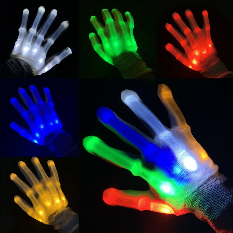 1 Pairs Hand Bones LED Glowing Gloves, XL