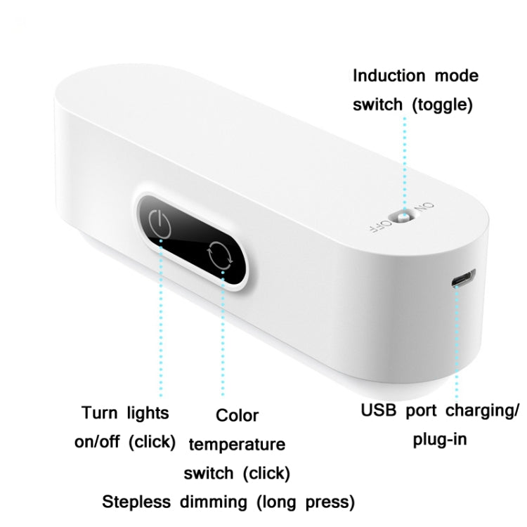 2.4W Bedroom Smart Dimming LED Night Light, Spec:, USB Power, Rechargeable-1200mAh, Rechargeable-2000mAh, Body Sensor-1200mAh