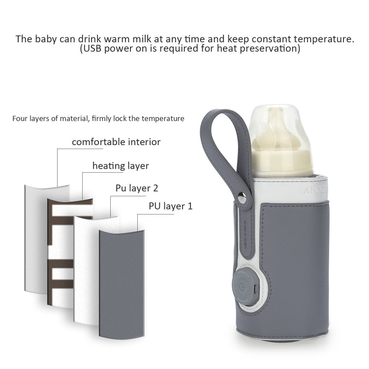 027 Leather Insulated Baby Bottle Cover Heating Bottle Bag, Free Size