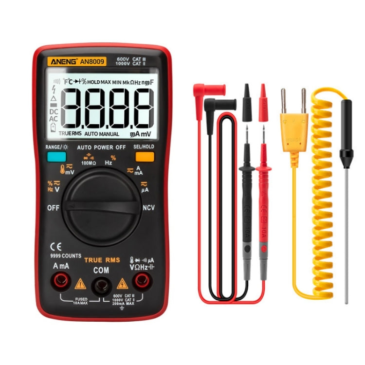 ANENG AN8009 NVC Digital Display Multimeter, Standard, Standard with Cable