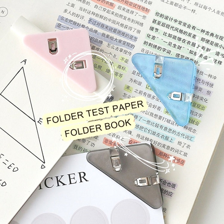 14 PCS Student Test Paper Storage Triangle Book Edge Clip, Transparent White, Transparent Black, Transparent Blue, Transparent Yellow, Transparent Red, Transparent Pink, Solid Pink, Solid Blue, Solid yellow / triplayer, Solid Black