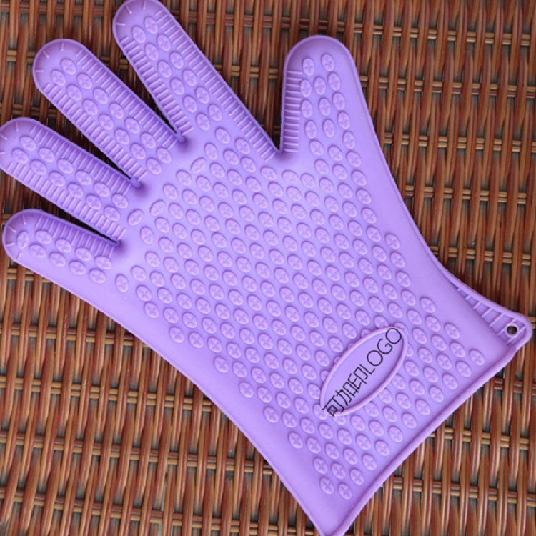 2 PCS Silicone Insulation Baking Oven Microwave Dish Clip Gloves, Blue, Green, Yellow, Pink, Purple, Orange Purple