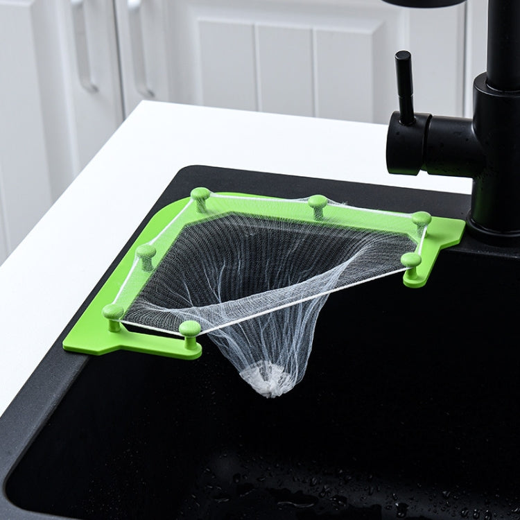 VIB-888 Kitchen Sink Triangle Hanging Net Drain Rack, Blue, Gray, White, Dark Green Dark Green