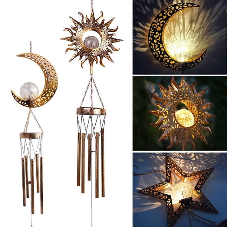 Solar Suspending Iron Wind Chime Lamp, Sun, Moon