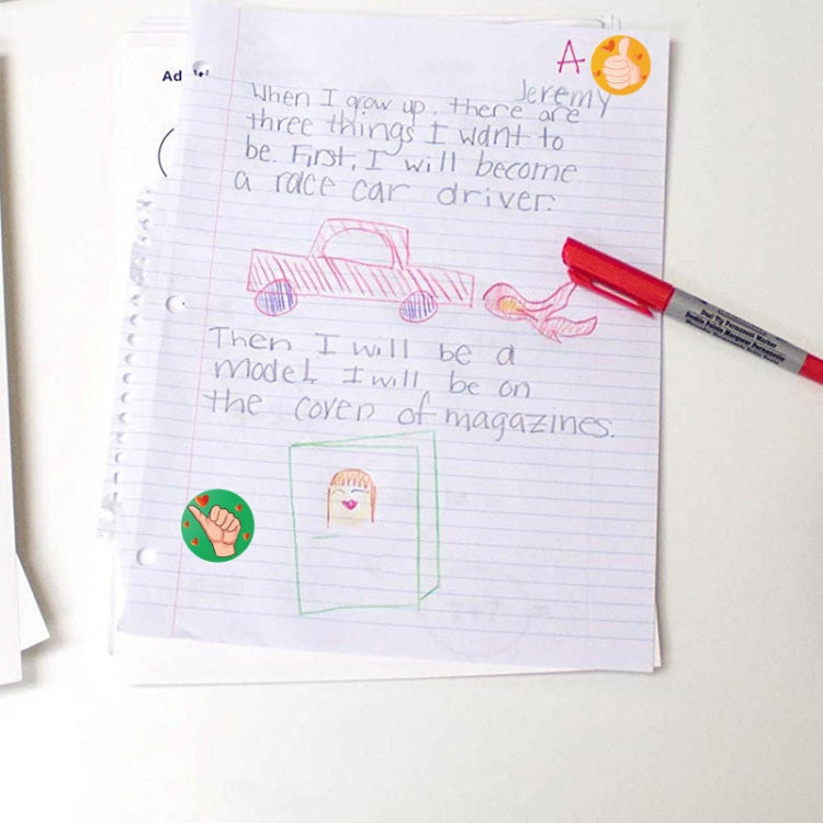 10 PCS Cartoon Thumbs Up Teacher Encouragement Label, 2.5cm / 1 inch