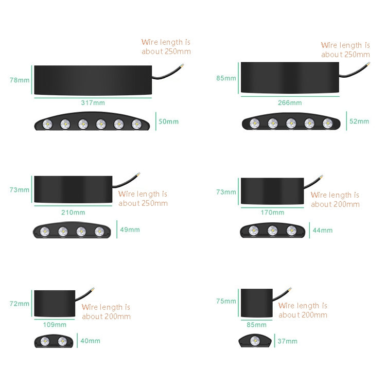 Garden Aluminum Double Head Wall Light, 2 LEDs, 4 LEDs, 6 LEDs, 8 LEDs, 10 LEDs, 12 LEDs