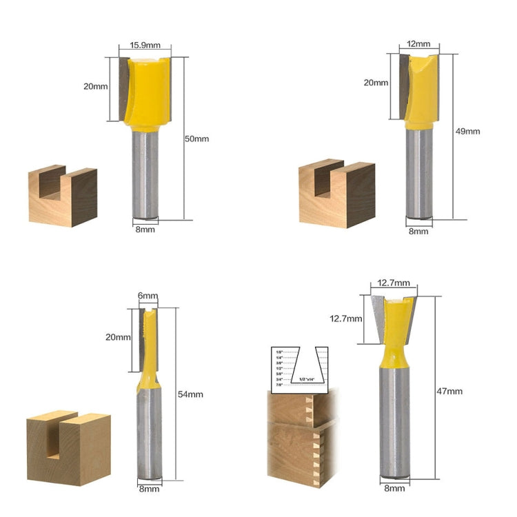 12 PCS / Set Woodworking Engraving Machine Trimmer Cutting Tool, 8 Handle With Wooden Box, 8 Handles Without Wooden Box
