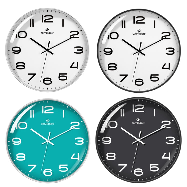 MOVEBEST 12 Inch Living Room Wall Clock Simple Home Plastic Watch, Style:, G2001 Green Surface White Frame, G2001 Black Surface Black Frame, G2001 White Surface White Frame, G2001 White Surface Black Frame