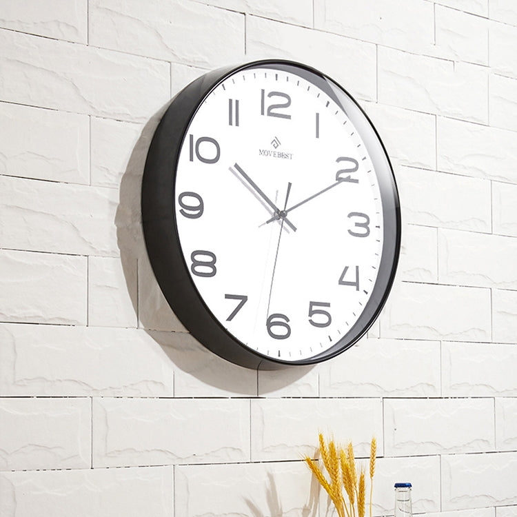 MOVEBEST 12 Inch Living Room Wall Clock Simple Home Plastic Watch, Style:, G2001 Green Surface White Frame, G2001 Black Surface Black Frame, G2001 White Surface White Frame, G2001 White Surface Black Frame