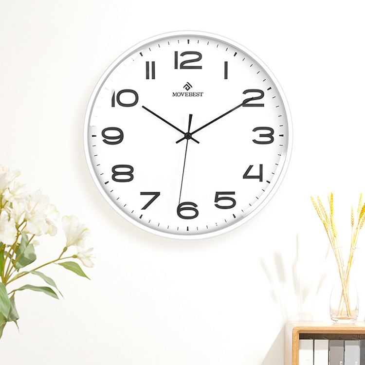 MOVEBEST 12 Inch Living Room Wall Clock Simple Home Plastic Watch, Style:, G2001 Green Surface White Frame, G2001 Black Surface Black Frame, G2001 White Surface White Frame, G2001 White Surface Black Frame