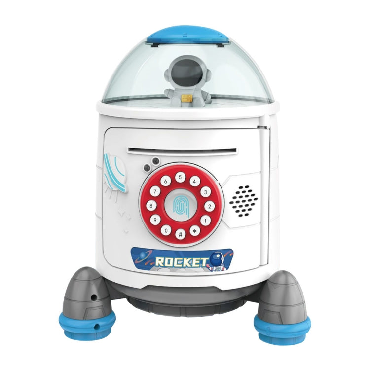 Fingerprint Password Rocket Piggy Bank Toy, White, Blue, Red