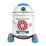 Fingerprint Password Rocket Piggy Bank Toy, White, Blue, Red