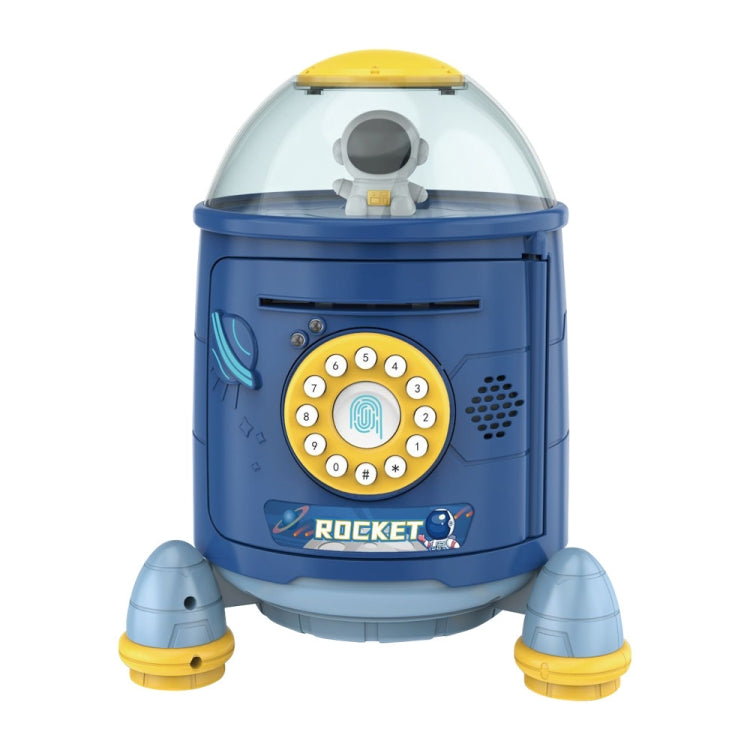 Fingerprint Password Rocket Piggy Bank Toy, White, Blue, Red
