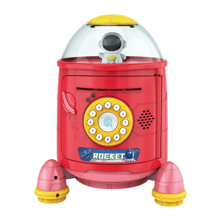 Fingerprint Password Rocket Piggy Bank Toy, White, Blue, Red